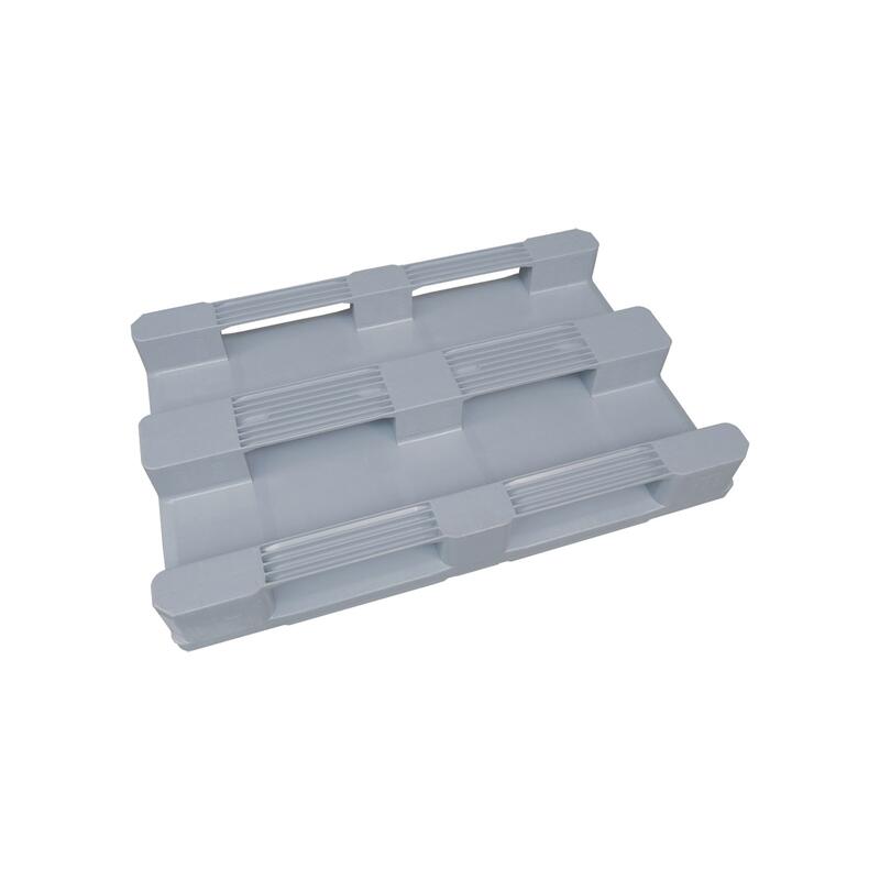 Hygienic plastic pallet, 1200x800, HDPE, light grey, 3 skids
